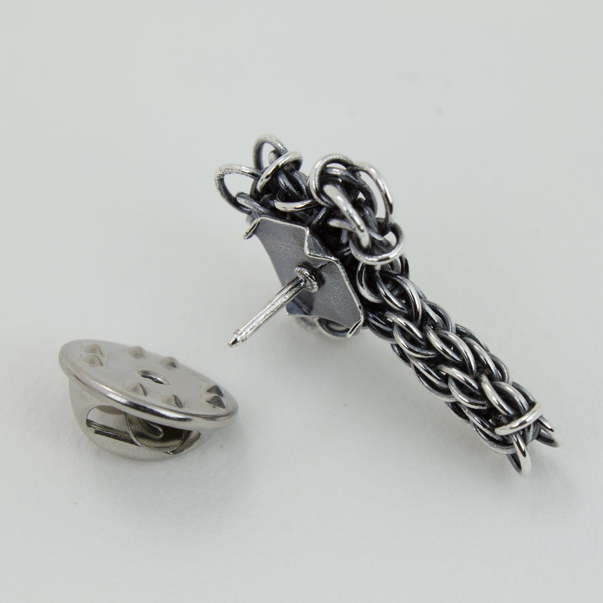 Fused Chainmaille Cross Lapel Pin / Brooch, Small - Femailler