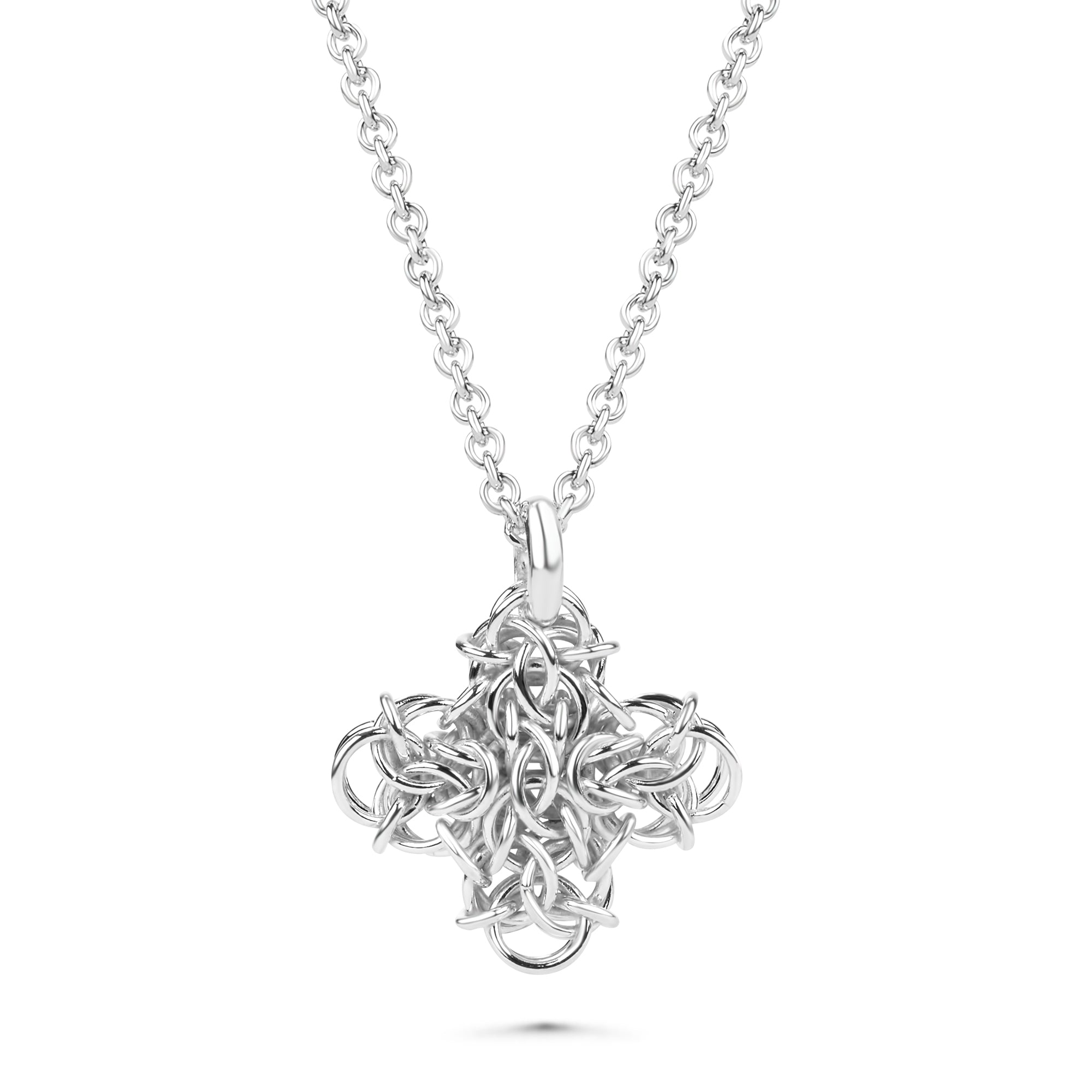 Fused Chainmaille Crosslet Pendant Necklace, Small
