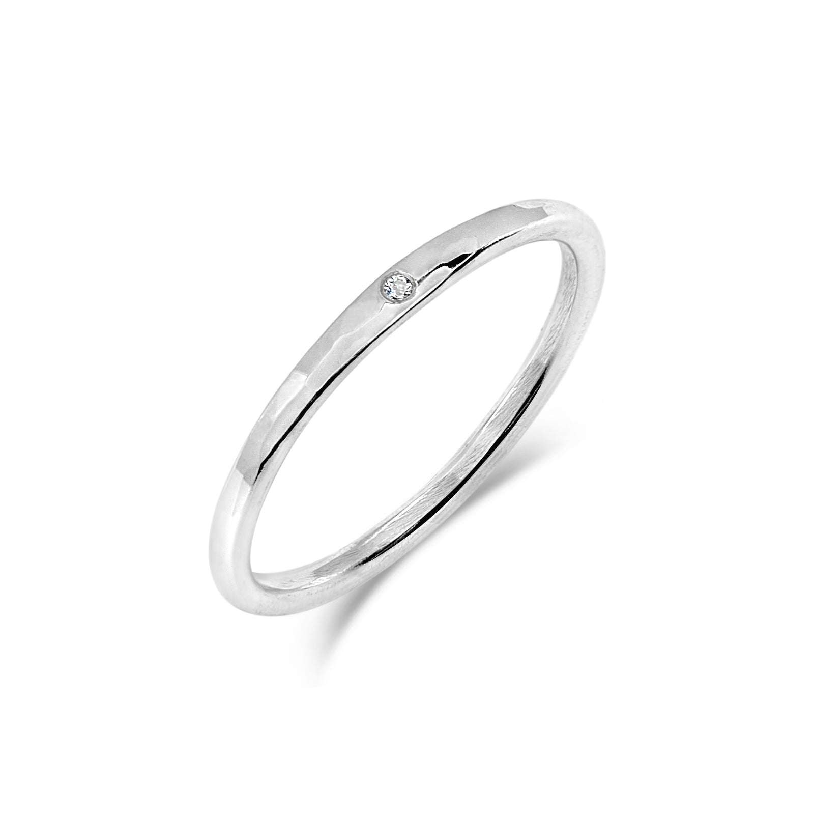 Forged Minimalist Engagement Ring w/ Gemstone, Thin