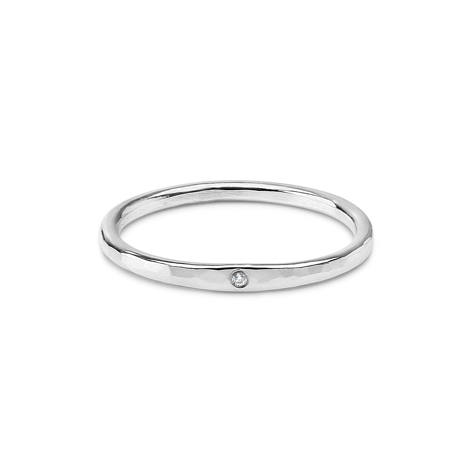 Forged Minimalist Engagement Ring w/ Gemstone, Thin