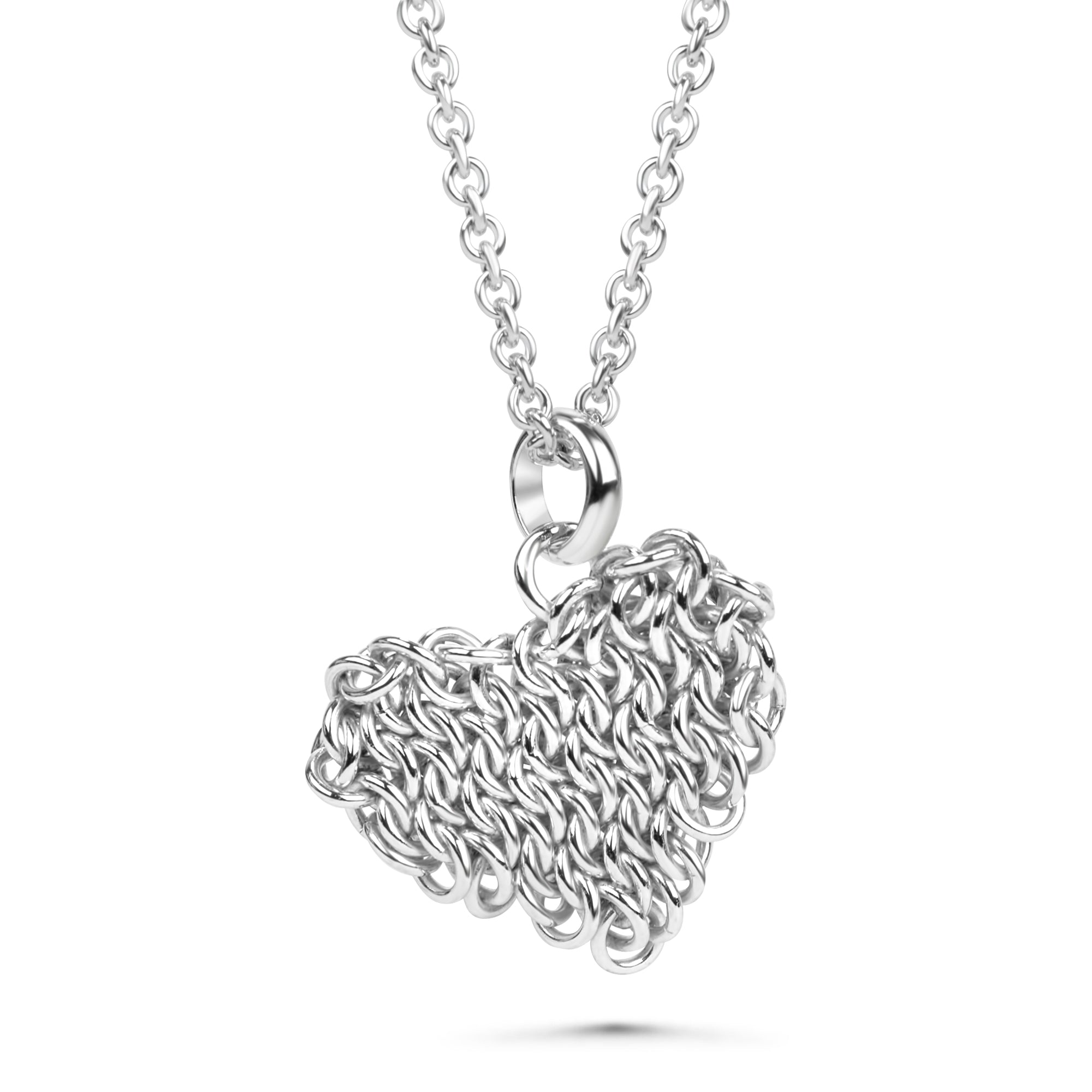 Fused Chainmaille Heart Pendant Necklace, Small