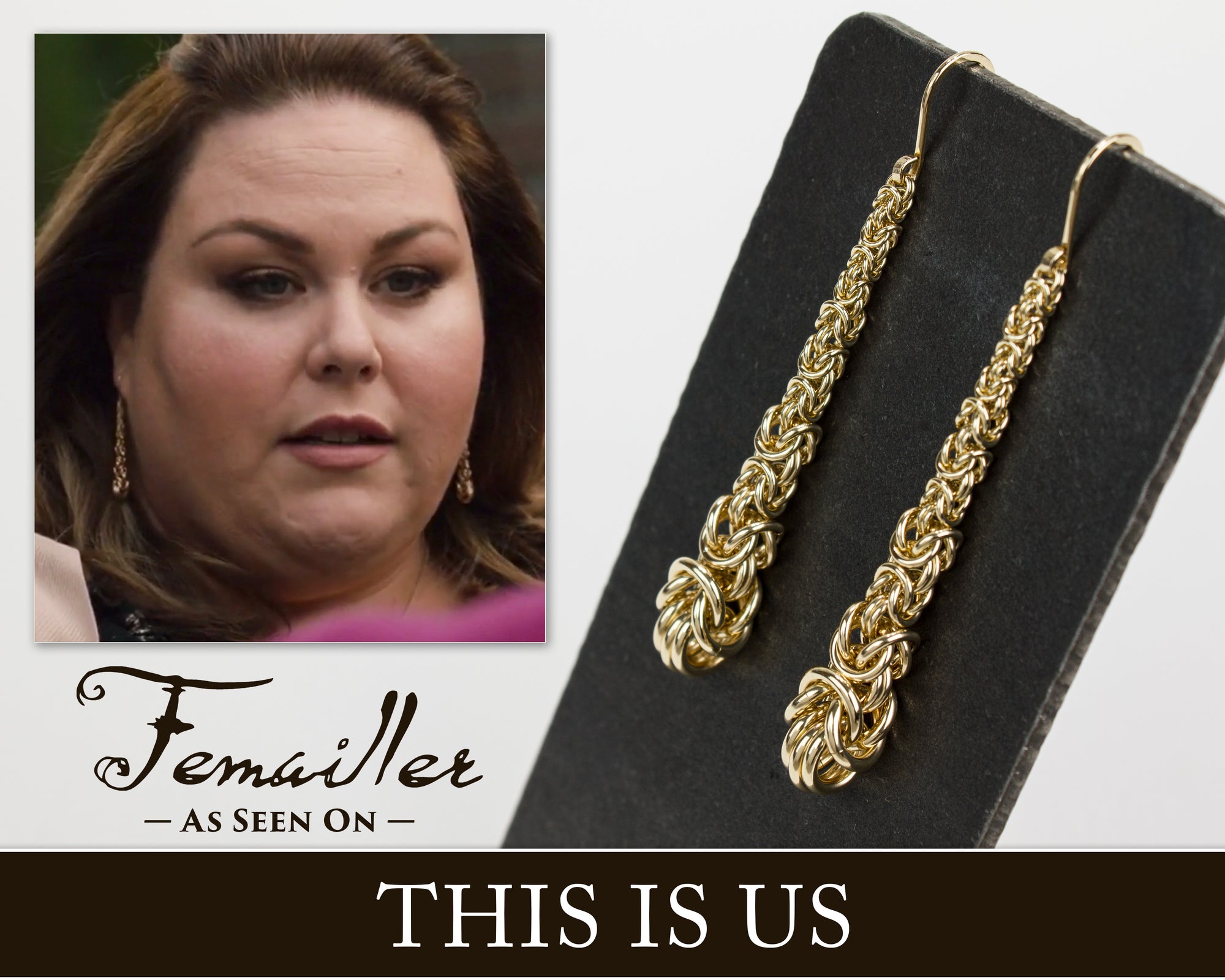 "Byzantine" Chainmaille Drop Earrings, Long