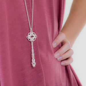 Long Celestial Byzantine Drop Pendant Necklace - Femailler