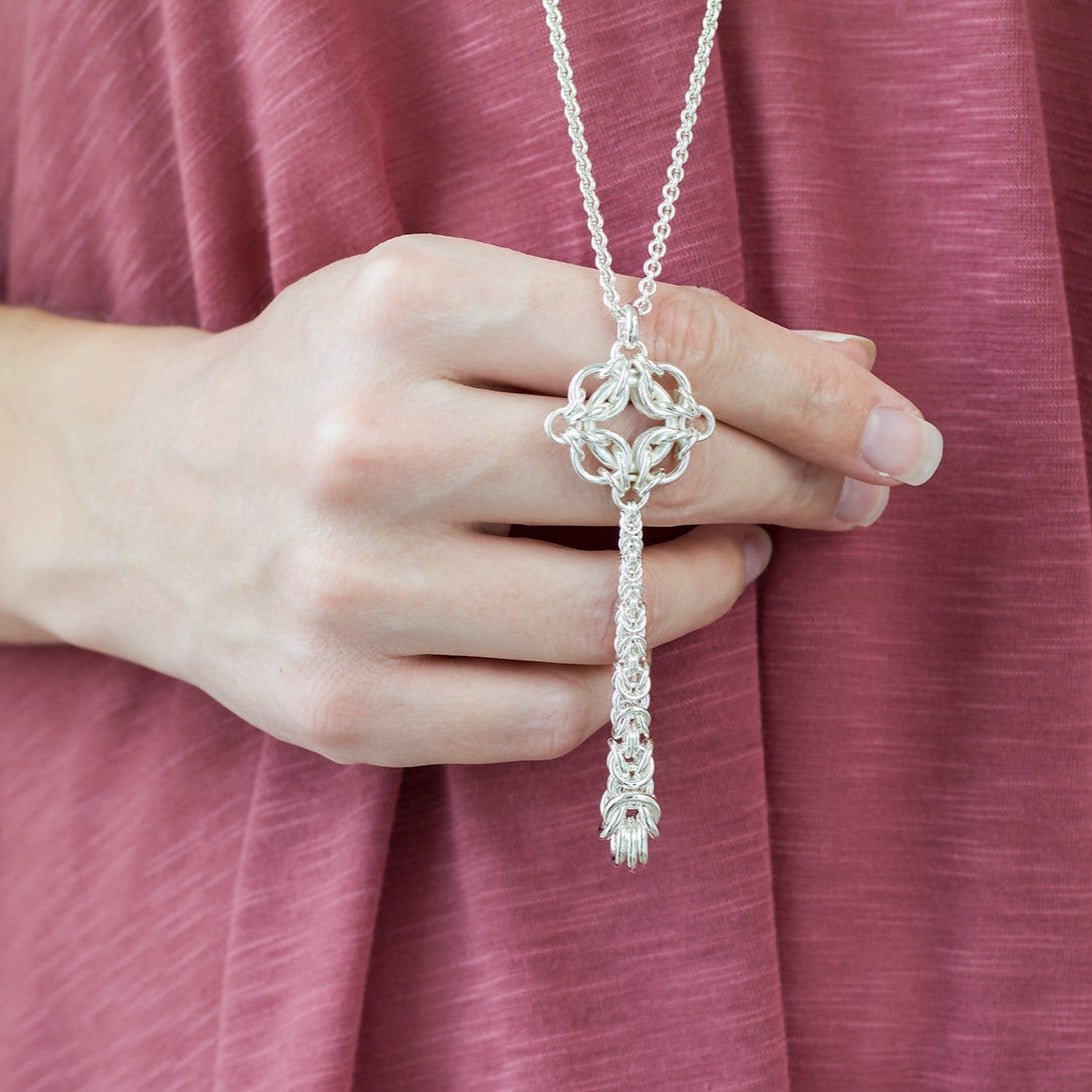 Long Celestial Byzantine Drop Pendant Necklace - Femailler