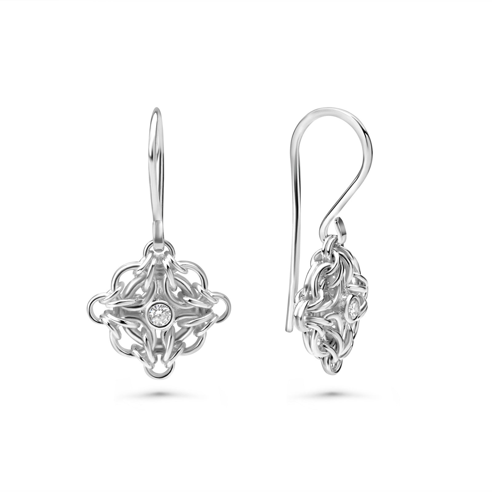 "Celestial" Fused Chainmaille Earrings w/ Gemstone, Petite