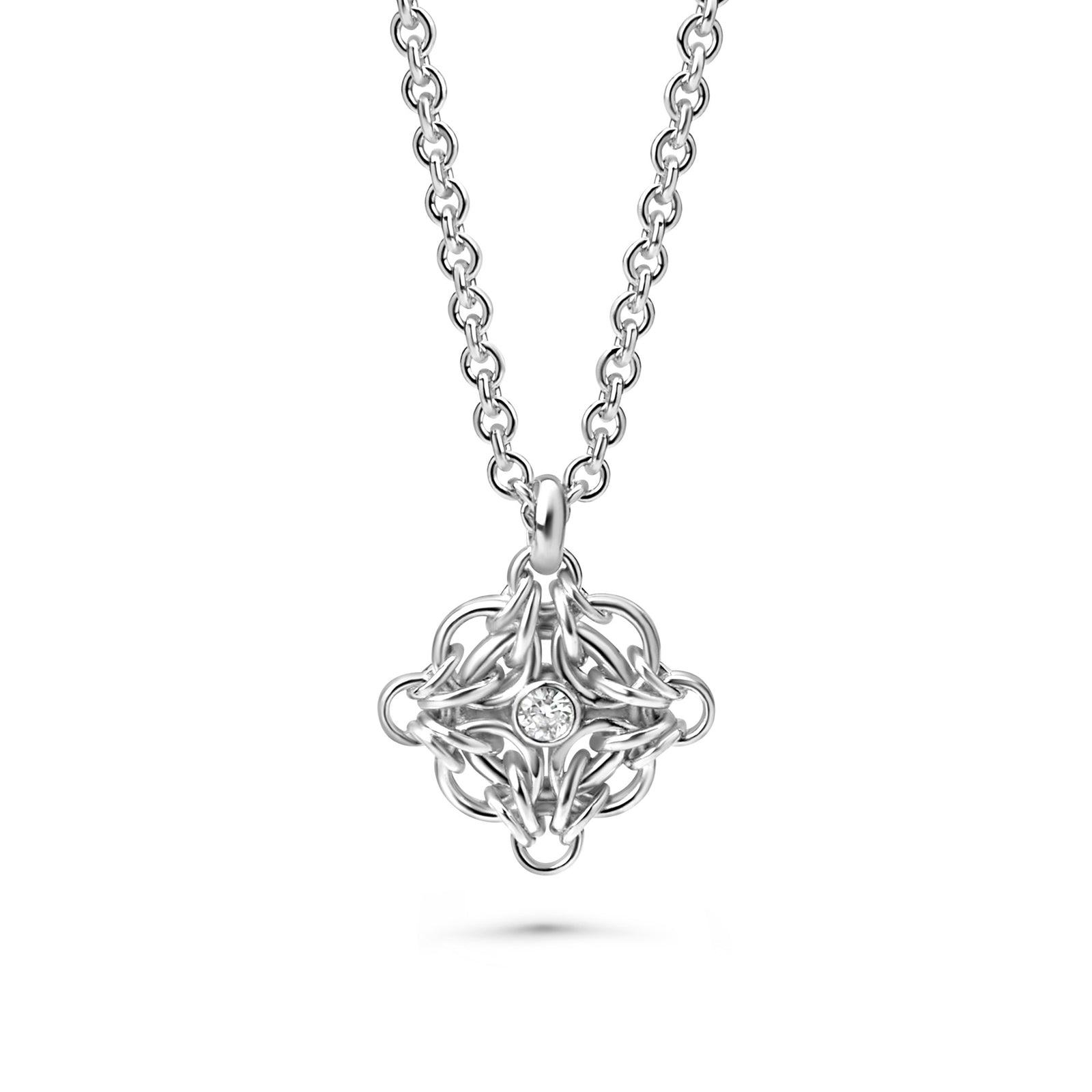 "Celestial" Fused Chainmaille Pendant Necklace w/ Gemstone, Petite