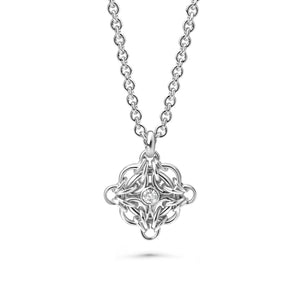 "Celestial" Fused Chainmaille Pendant Necklace w/ Gemstone, Petite