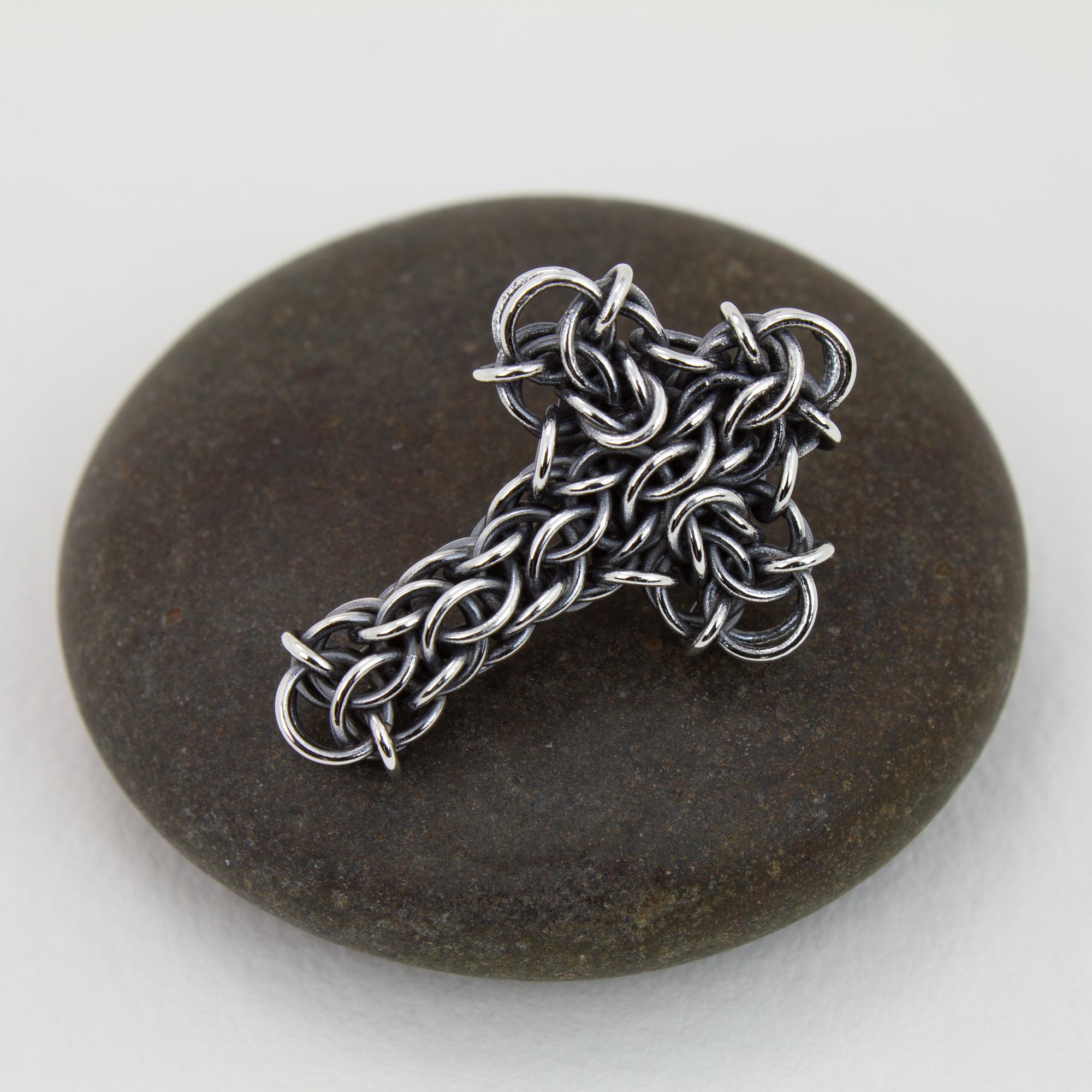 Fused Chainmaille Cross Lapel Pin / Brooch, Small - Femailler