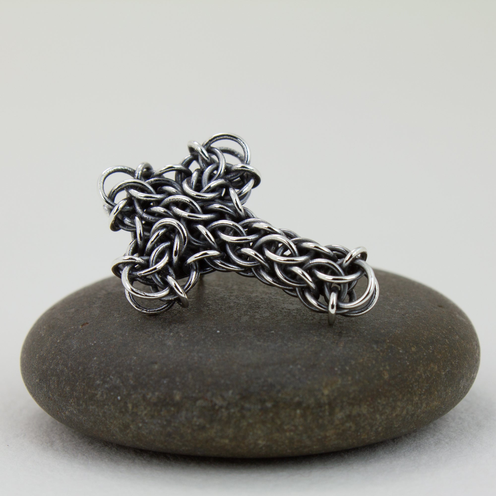 Fused Chainmaille Cross Lapel Pin / Brooch, Small - Femailler