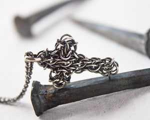 Fused Chainmaille Cross Pendant Necklace, Small - Femailler